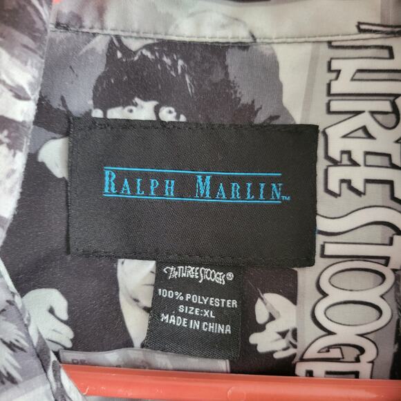 Ralph Marlin Shirt Men's XL Three Stooges AOP Short-Sleeve Larry Curly Moe - Picture 3 of 8